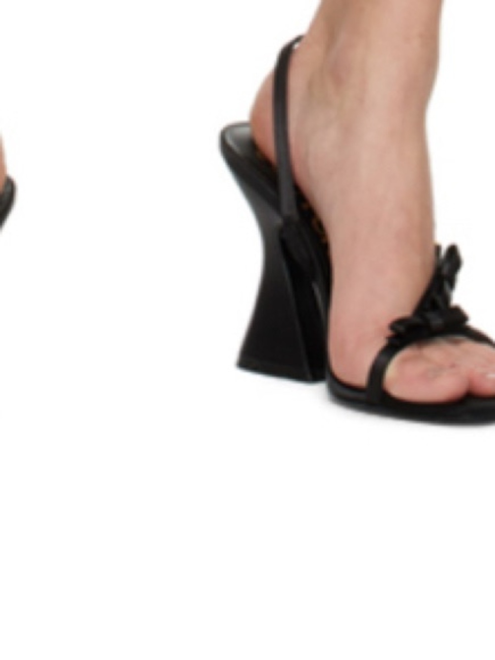Knot-Front Black Slingback Heels